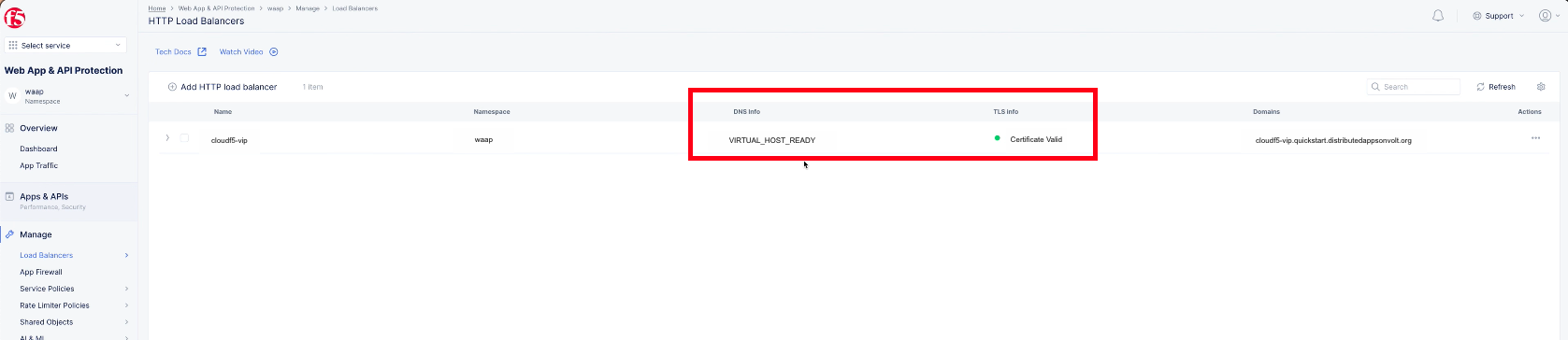 Figure: HTTP Load Balancer Created