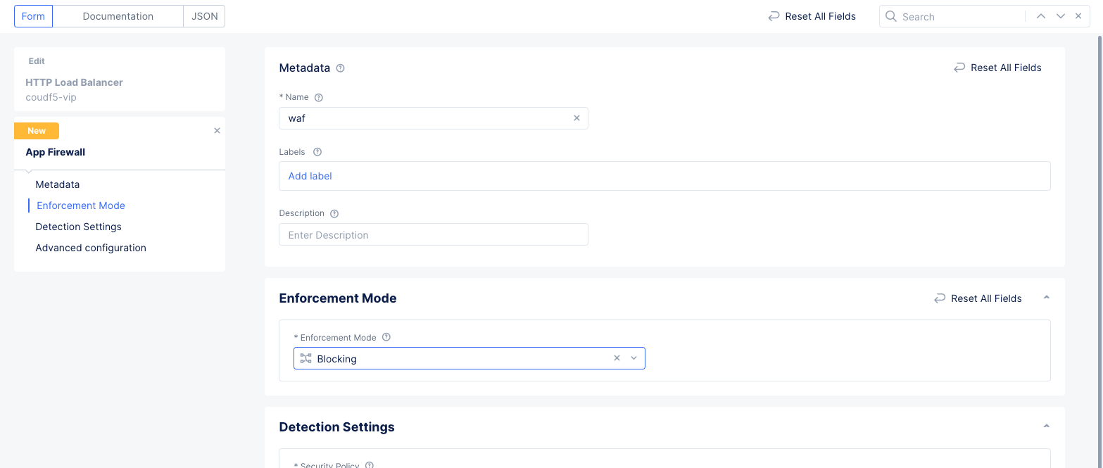 Figure: WAF for HTTP Load Balancer