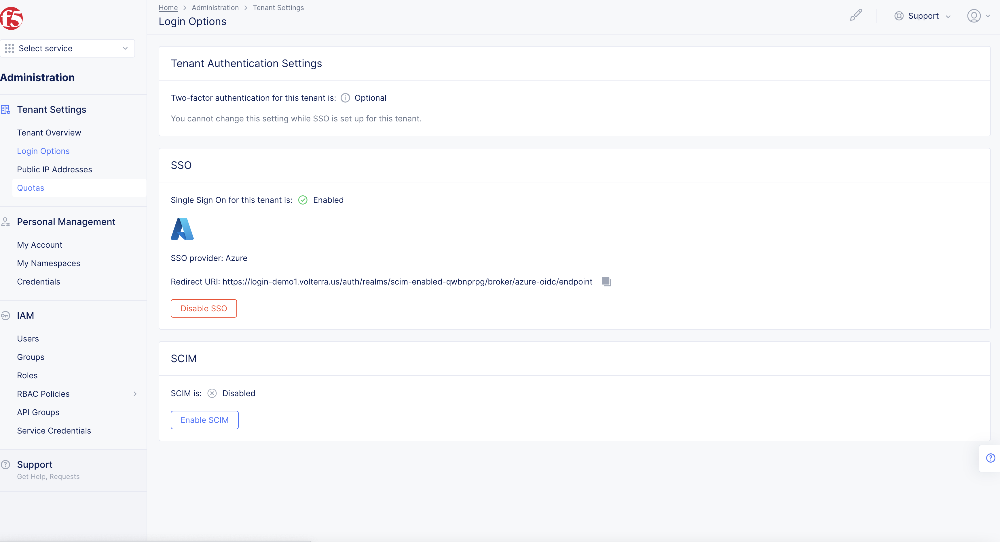 Figure: Tenant Settings