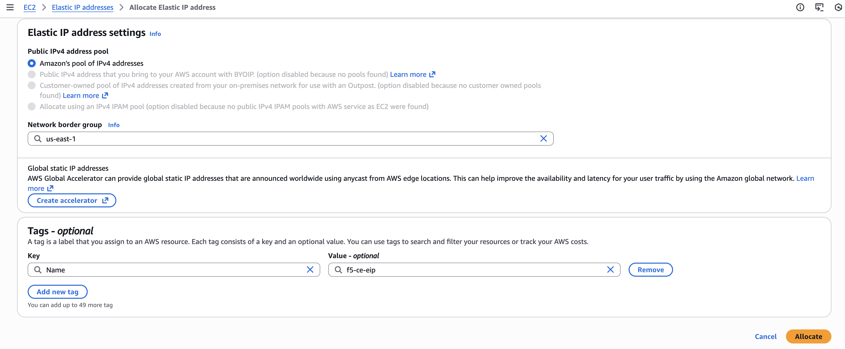 Figure: Configure EIP Address