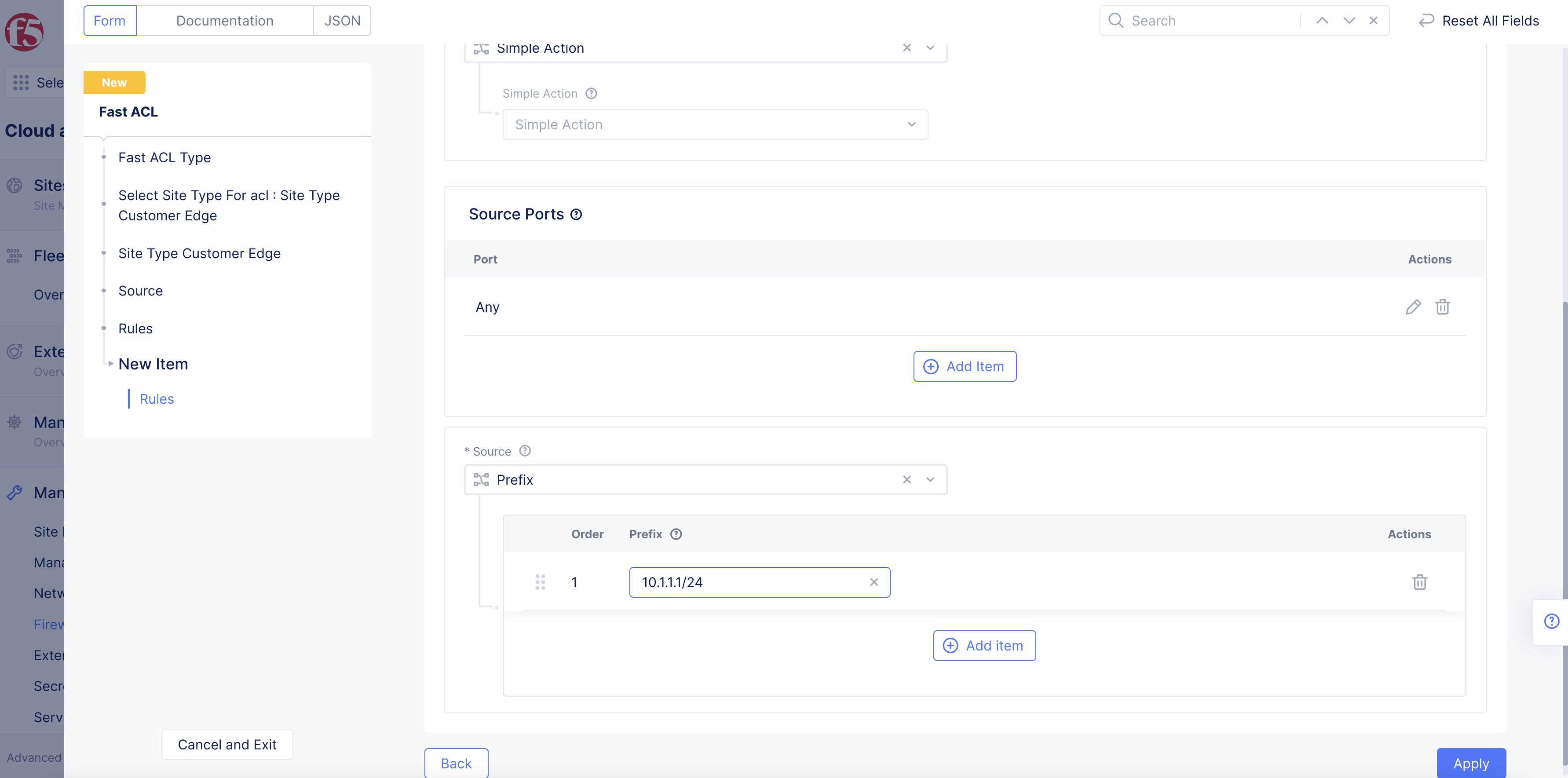 Figure: Fast ACL Rule Creation