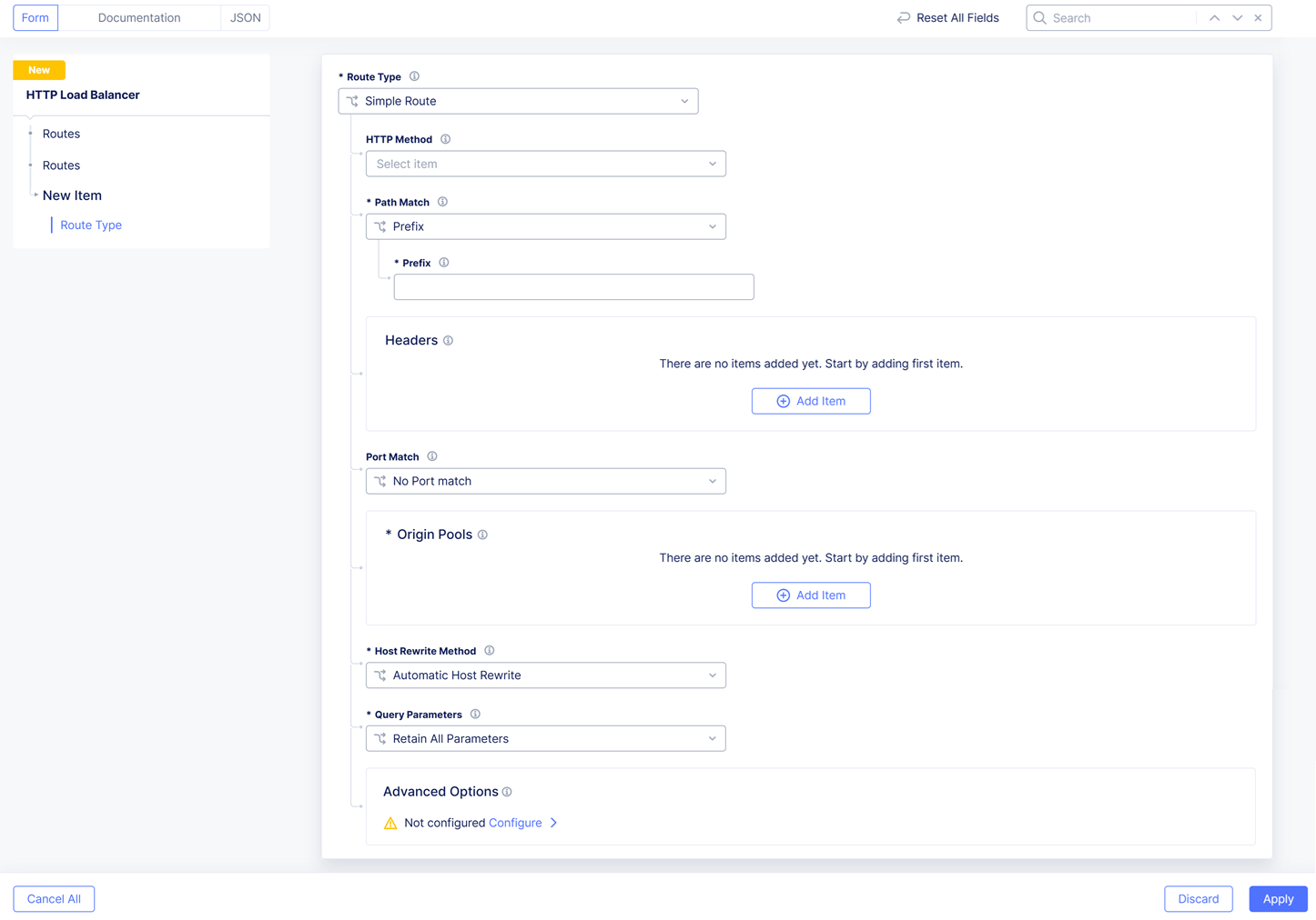 Figure: HTTP Load Balancer Simple Route